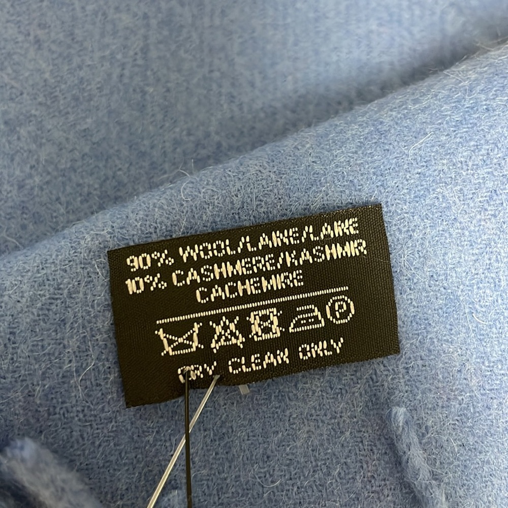YSL Wool/Cashmere light blue scarf - Picture 4 of 8